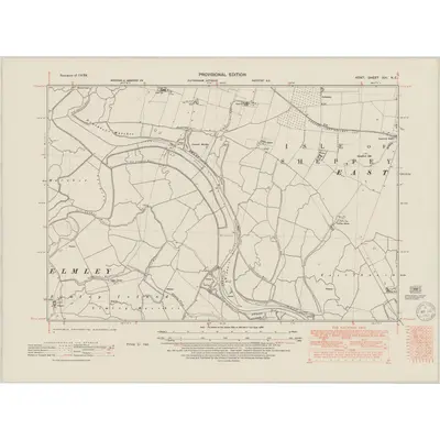 1939 Map of Kent XXI.NE, 1950 Print