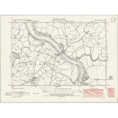 1938 Map of Kent XXI.NW, 1946 Print