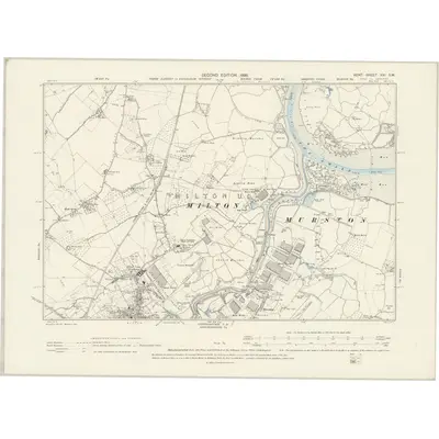 1896 Map of Kent XXI.SW, 1898 Print