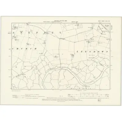 1895 Map of Kent XXII.NW, 1898 Print