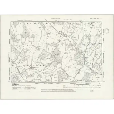 1907 Map of Kent XXIX.NE, 1938 Print