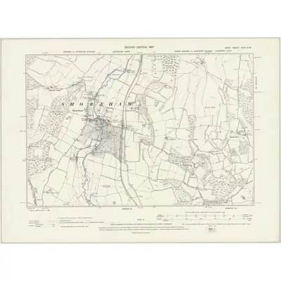 1896 Map of Kent XXIX.NW, 1897 Print
