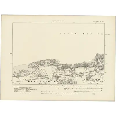 1905 Map of Kent XXV.NW, 1908 Print