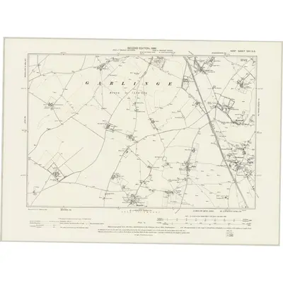 1896 Map of Kent XXV.SE, 1899 Print