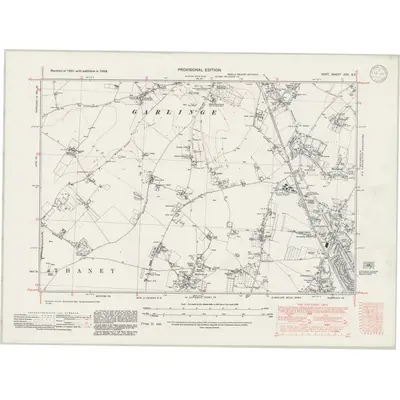 1938 Map of Kent XXV.SE, 1946 Print