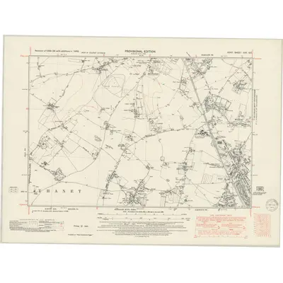 1948 Map of Kent XXV.SE, 1949 Print