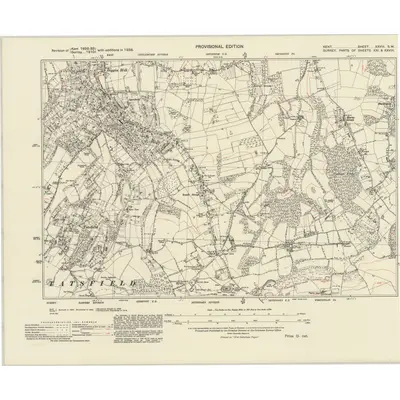1938 Map of Kent XXVIII.SW, 1945 Print