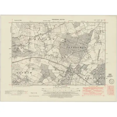 1936 Map of Kent XXX.SE, 1949 Print