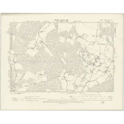 1895 Map of Kent XXXI.NE, 1898 Print