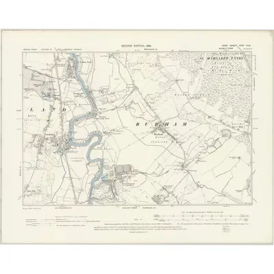 1895 Map of Kent XXXI.NW, 1898 Print