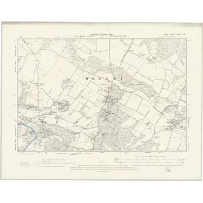 1895 Map of Kent XXXI.SE, 1898 Print