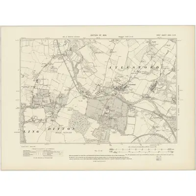 1907 Map of Kent XXXI.SW, 1909 Print