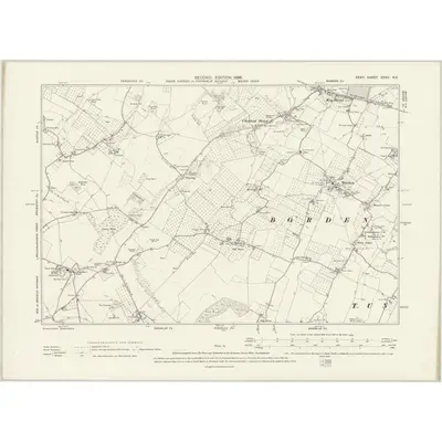 1895 Map of Kent XXXII.NE, 1898 Print