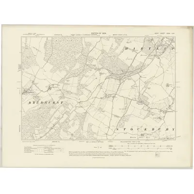 1906 Map of Kent XXXII.NW, 1909 Print