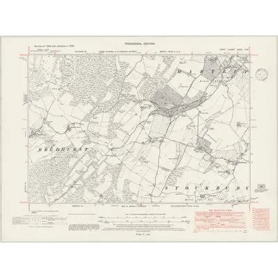 1938 Map of Kent XXXII.NW, 1946 Print