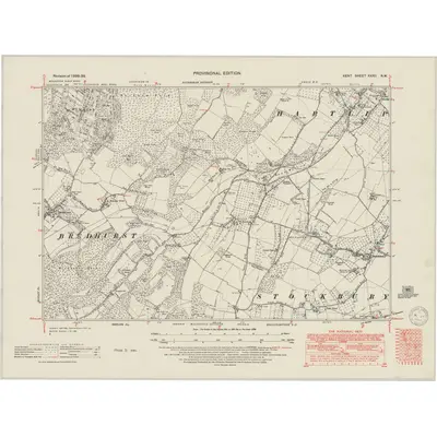 1938 Map of Kent XXXII.NW, 1950 Print