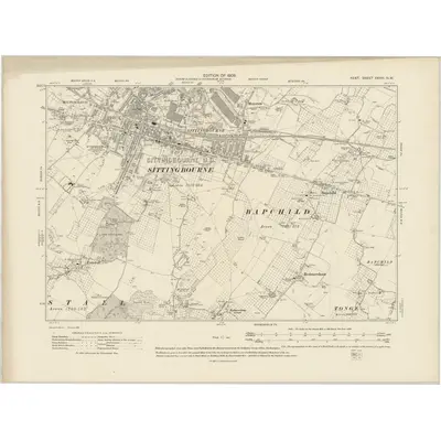1906 Map of Kent XXXIII.NW, 1909 Print