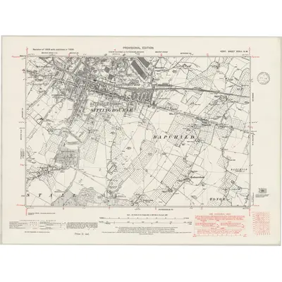 1938 Map of Kent XXXIII.NW, 1946 Print