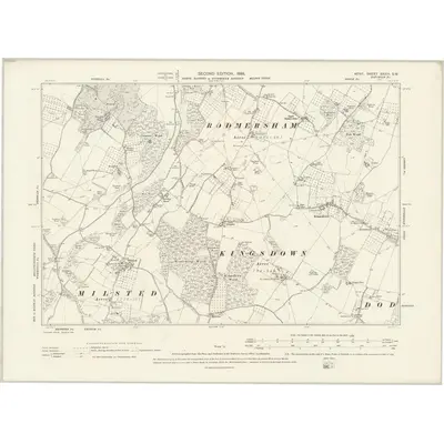 1896 Map of Kent XXXIII.SW, 1898 Print