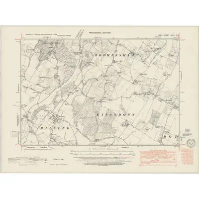 1948 Map of Kent XXXIII.SW, 1949 Print