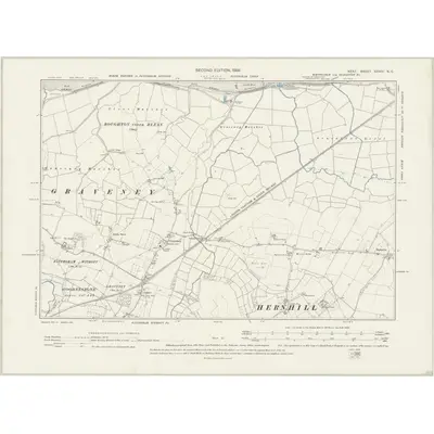 1896 Map of Kent XXXIV.NE, 1898 Print