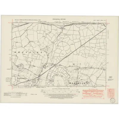 1938 Map of Kent XXXIV.NE, 1950 Print
