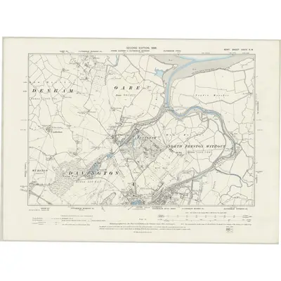 1896 Map of Kent XXXIV.NW, 1898 Print