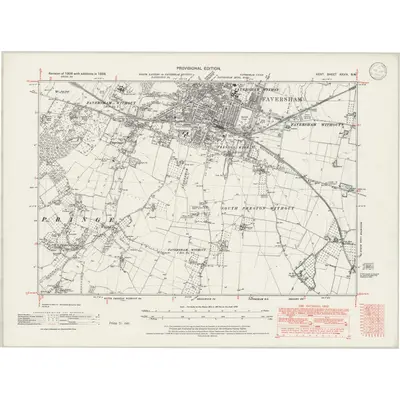 1938 Map of Kent XXXIV.SW, 1946 Print