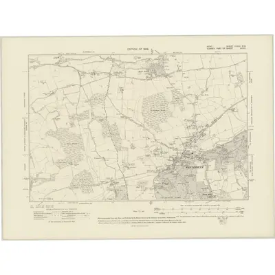 1907 Map of Kent XXXIX.NW, 1909 Print