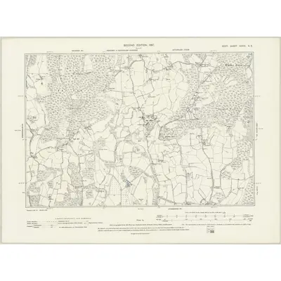 1895 Map of Kent XXXIX.SE, 1897 Print