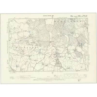 1895 Map of Kent XXXIX.SW, 1898 Print