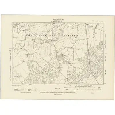 1906 Map of Kent XXXV.NW, 1908 Print