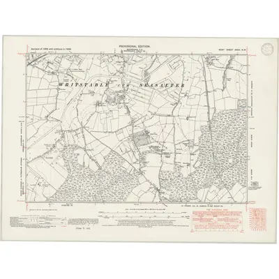 1938 Map of Kent XXXV.NW, 1947 Print