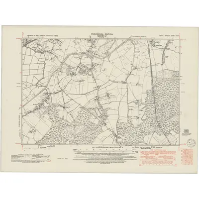 1938 Map of Kent XXXV.NW, 1950 Print