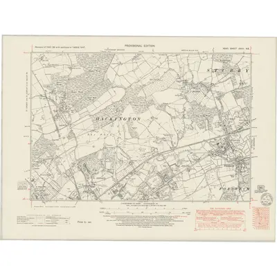 1938 Map of Kent XXXV.SE, 1951 Print