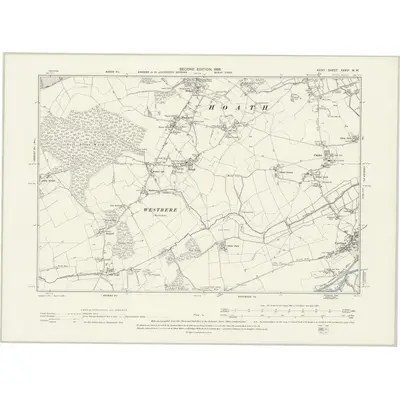 1896 Map of Kent XXXVI.NW, 1898 Print