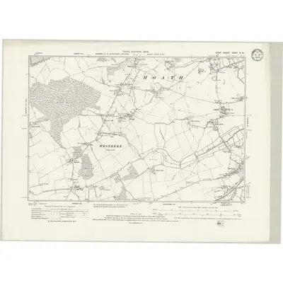 1906 Map of Kent XXXVI.NW, 1933 Print