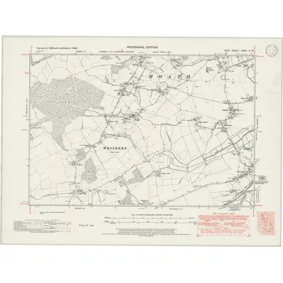 1938 Map of Kent XXXVI.NW, 1946 Print