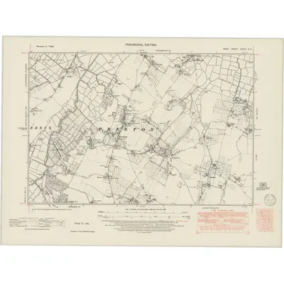 1938 Map of Kent XXXVI.SE, 1950 Print