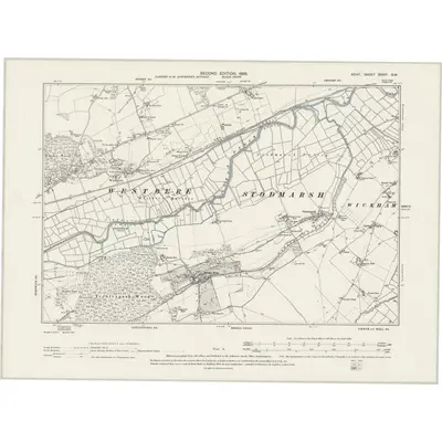 1896 Map of Kent XXXVI.SW, 1898 Print