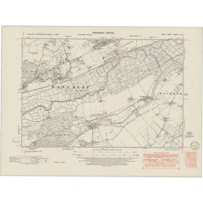 1937 Map of Kent XXXVI.SW, 1951 Print