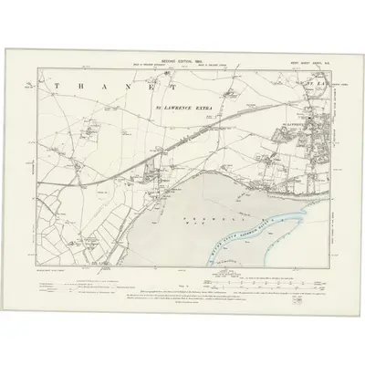 1896 Map of Kent XXXVII.NE, 1899 Print
