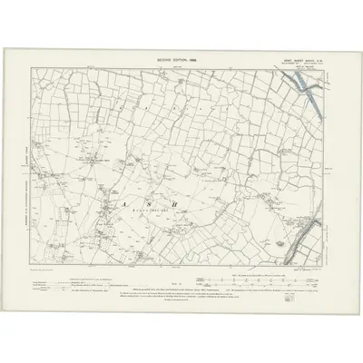 1896 Map of Kent XXXVII.SW, 1898 Print
