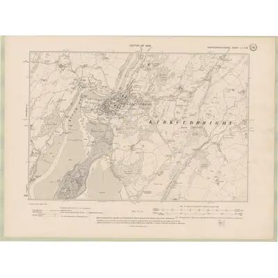 1907 Map of Kirkcudbrightshire Sheet LV.NW, 1909 Print