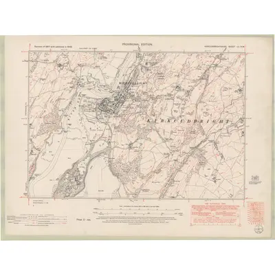 1946 Map of Kirkcudbrightshire Sheet LV.NW, 1951 Print