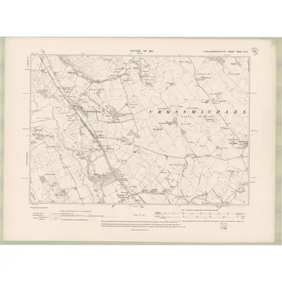 1907 Map of Kirkcudbrightshire Sheet XXXV.SE, 1910 Print