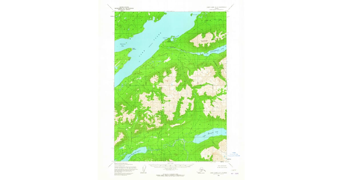 1954 Map of Lake Clark A-4, Lake and Peninsula Borough, AK — High-Res ...