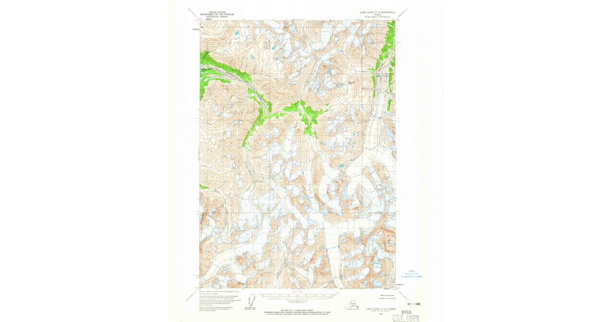 1958 Map of Lake Clark D-2, Lake and Peninsula Borough, AK — High-Res ...