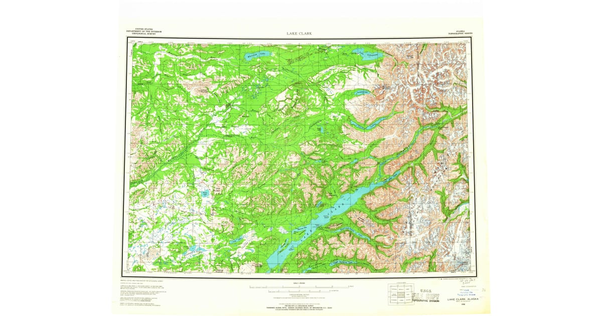 1958 Map of Lake Clark, Lake and Peninsula Borough, AK — High-Res ...