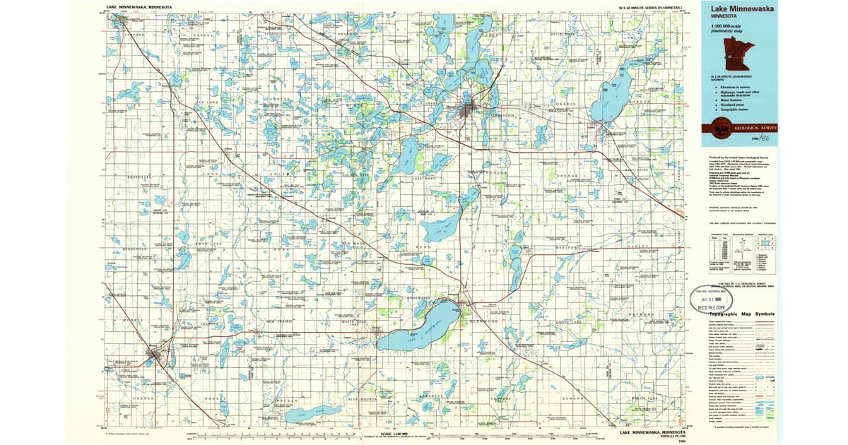 1980s Maps of Elbow Lake MN - Lake Minnewaska Pope County Mn Usgs Topo 1986 Og 1200x630